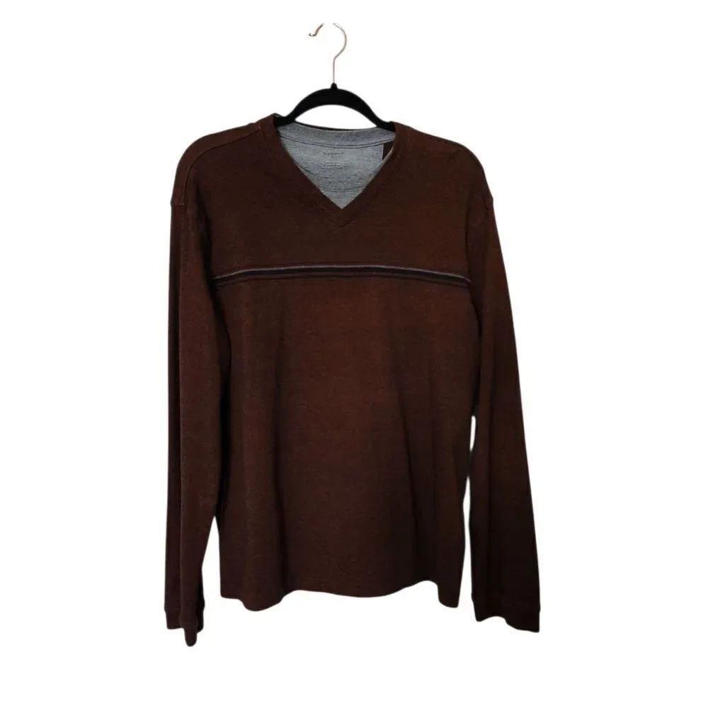 Van Heusen Mens V-Neck Long Sleeve Sweater, Shirt Pullover Size XL